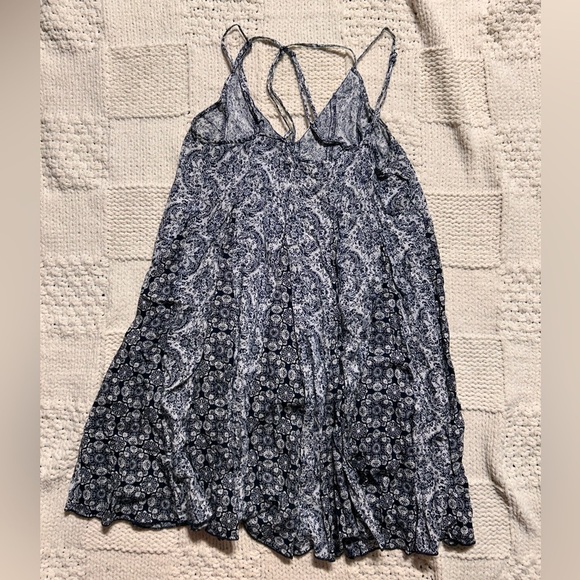 Vintage Umgee Navy White Floral Mini Dress Spaghetti Strap - Picture 2 of 5